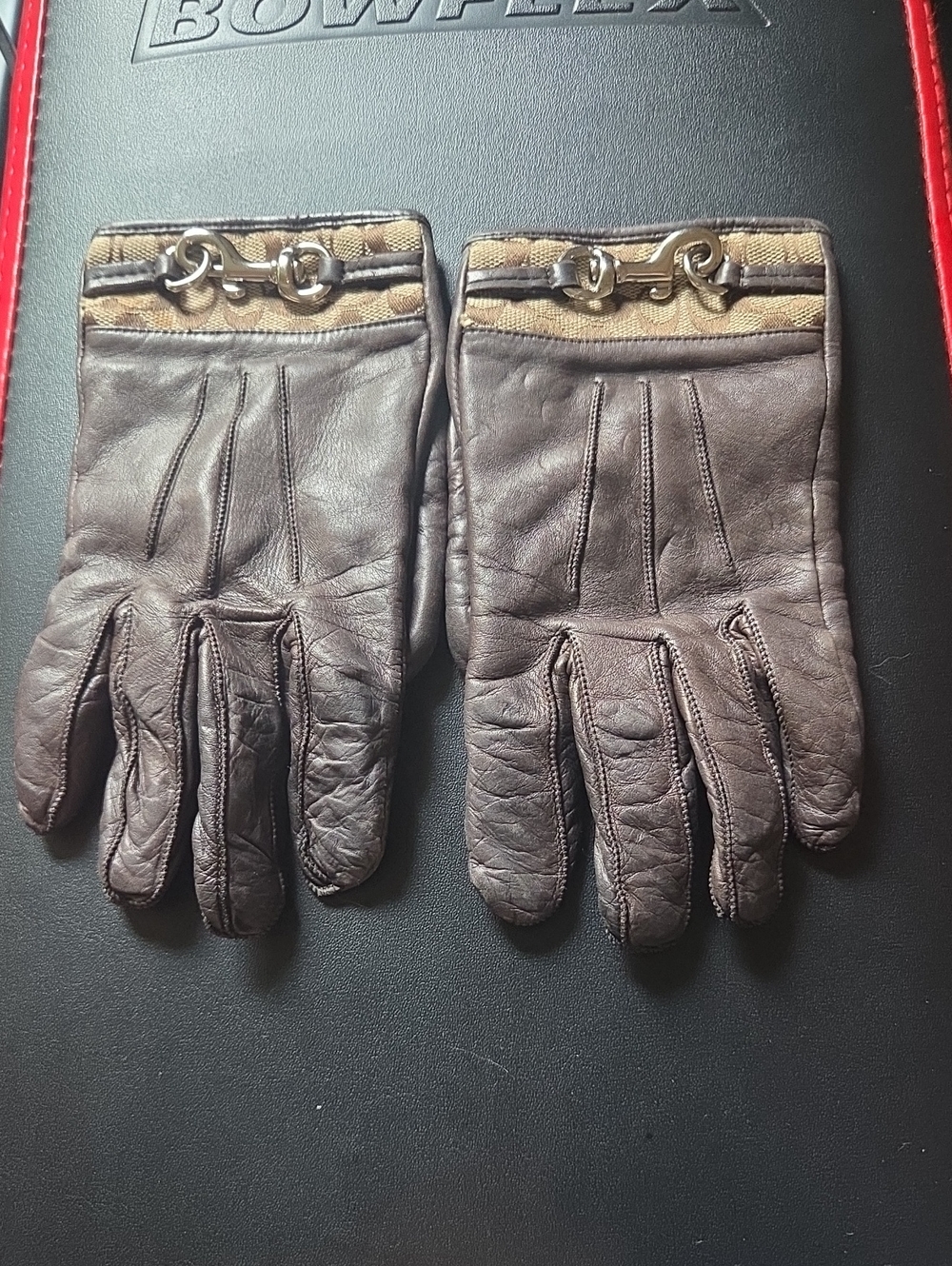 Coach Brown Leather Driving Gloves with Signature Horsebit Trim